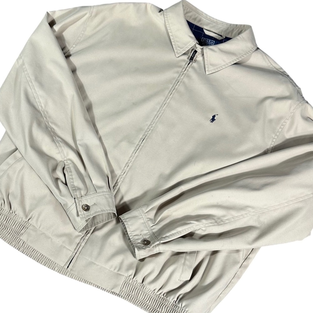 Polo Ralph Lauren Vintage Harrington Jacket Mens XL Tan Beige Full Zip Pony Logo